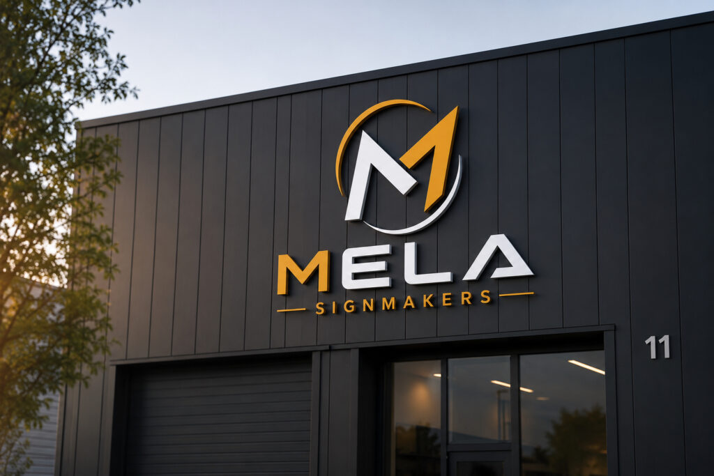 mela signmakers logo gevel
